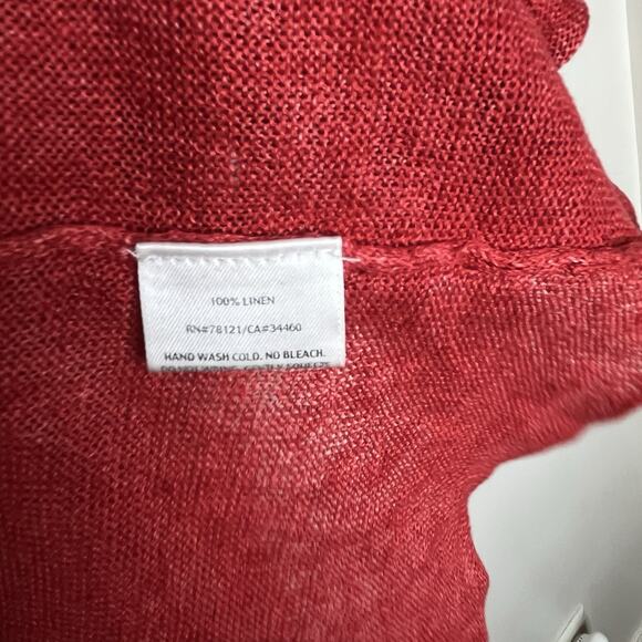 Eileen Fisher Linen Open Cardigan Red Womens Size Small Sheer Lightweight Travel - Picture 6 of 9